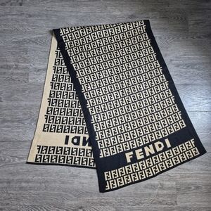 Black + Tan Camel Coloured Logo Wrap Scarf
